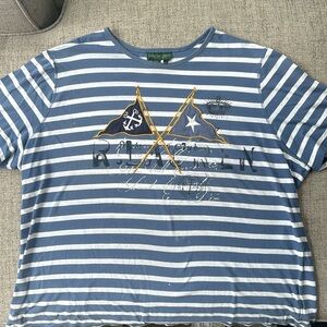 Ralph Lauren Blue and White Striped Tee